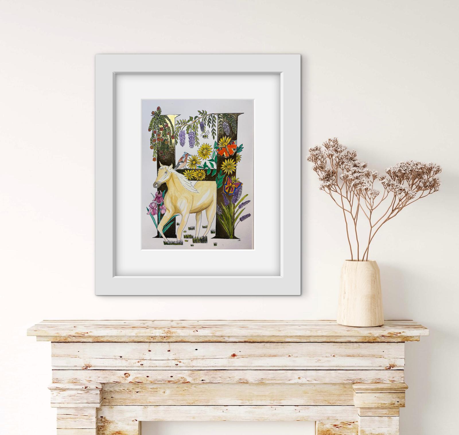 Gilded gold letter H for horse