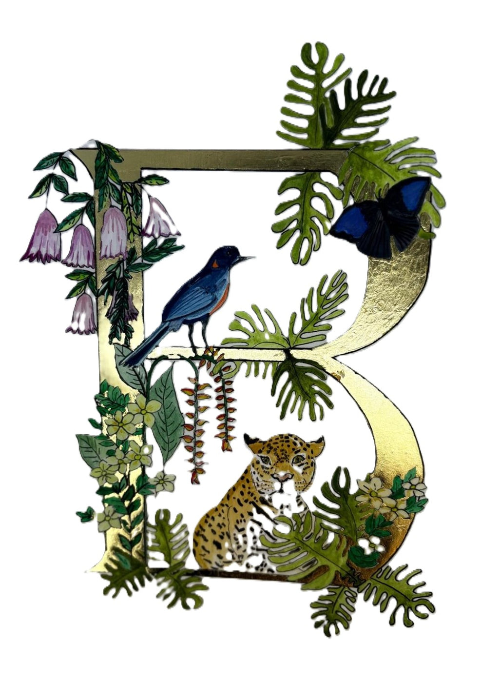 Gilded gold letter B for all flora and fauna from Bolivia