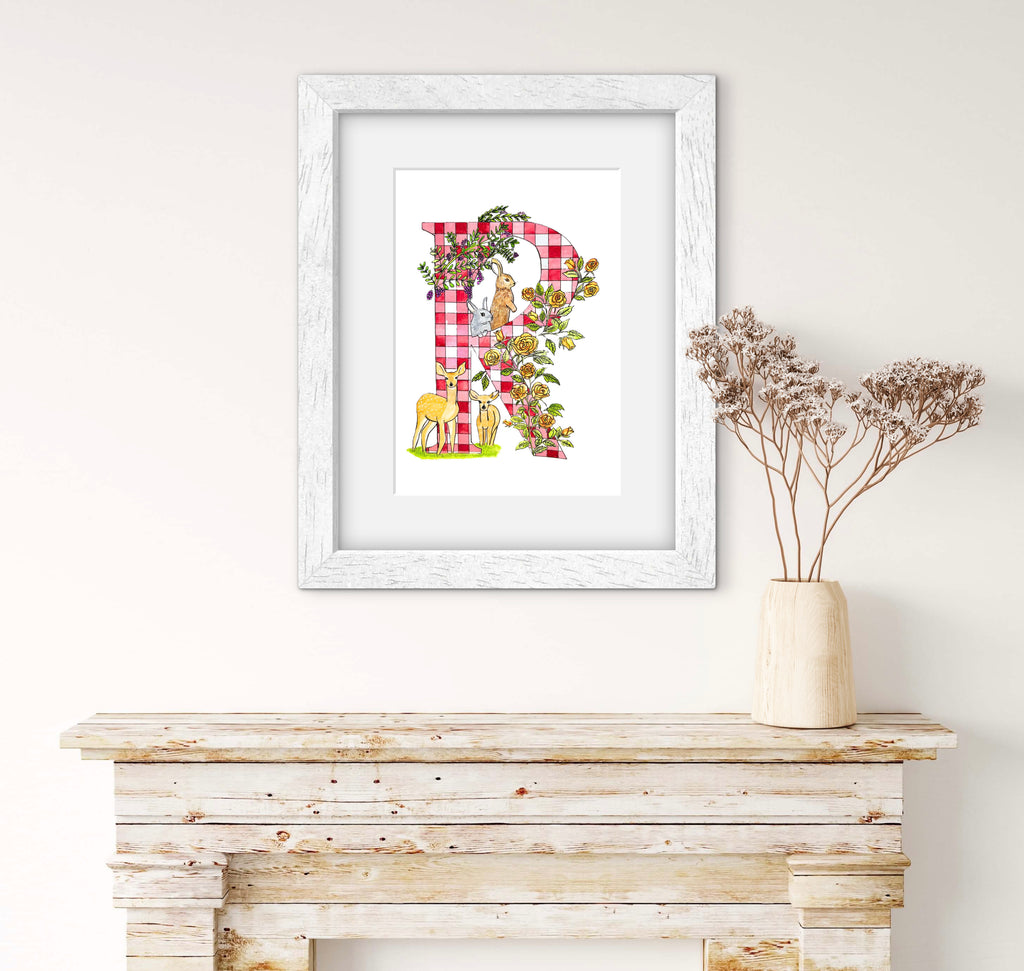 Gilded gold letter R for RABBITS