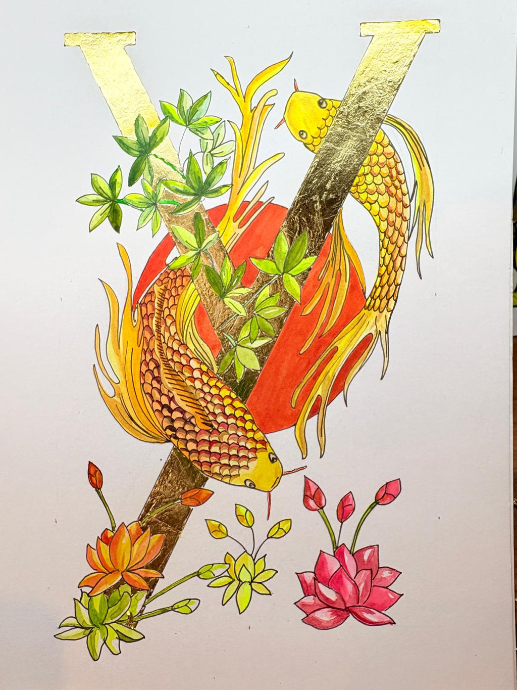 Gilded gold letter YA Golden Symbol of Strength and Harmony
