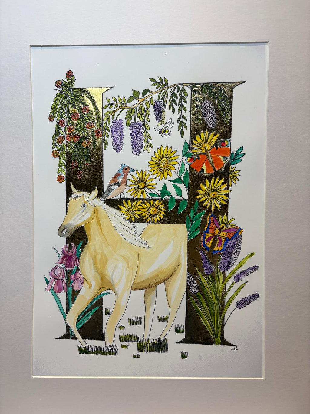 Gilded gold letter H for horse