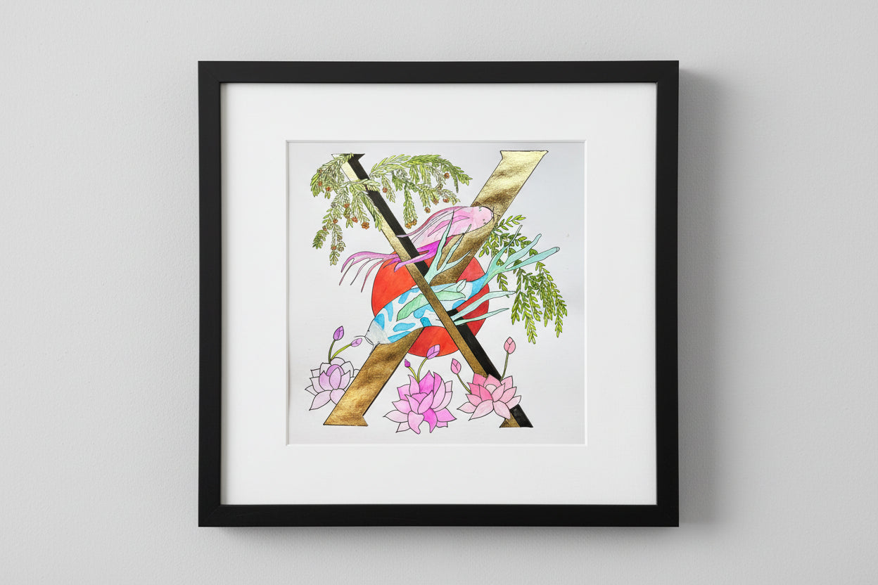 Gilded gold letter X